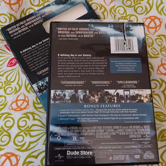 United 93 - Rated R - 2006 DVD Release - Widescreen Version - 9/11 Docudram - Picture 3 of 3